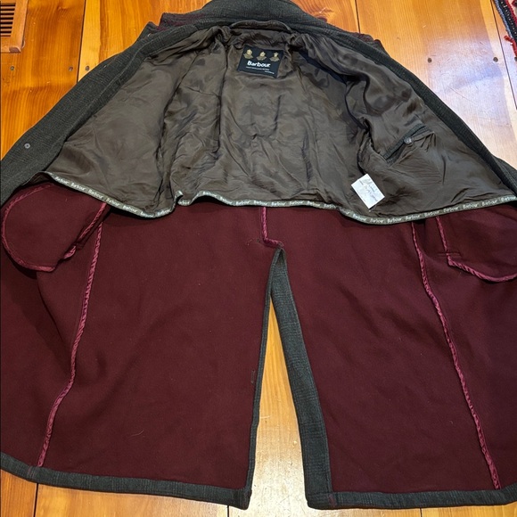 Vintage BARBOUR Men's L Plaid Wool Trench Coat Jacket Collared T249 Long Coat - Picture 7 of 16